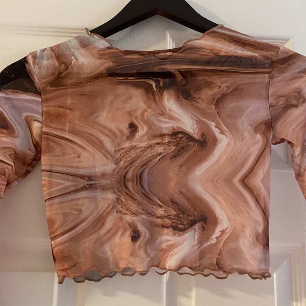 Mesh Long Sleeve Cropped Top Size S - Picture 1 of 3